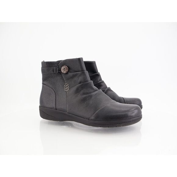 Clarks Women's Cheyn Zoe Ankle Boot Size 9 Black Shoe Leather Zip Up Bootie - Picture 1 of 12